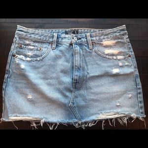 Light Wash Distressed Abercrombie Mini Skirt